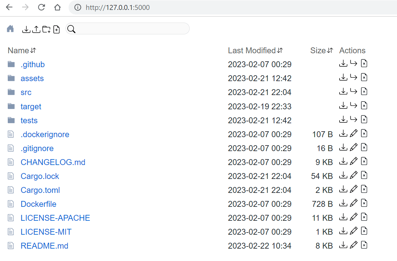 Dufs web interface demo