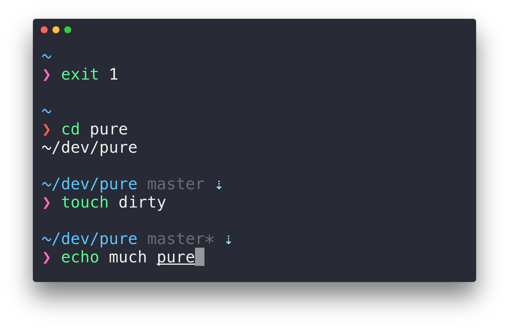 Pure prompt in a terminal