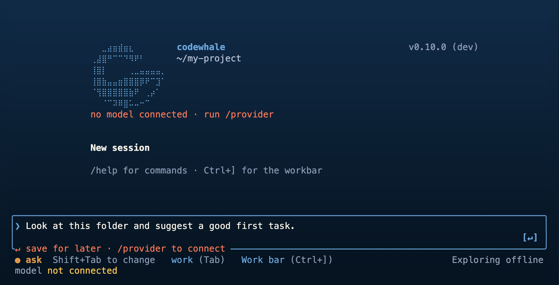 A Codewhale terminal session