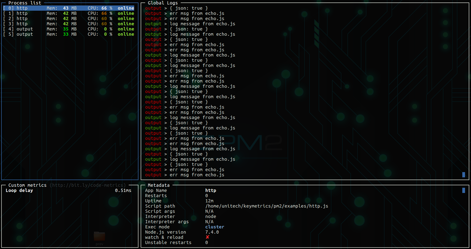 pm2 monit terminal dashboard