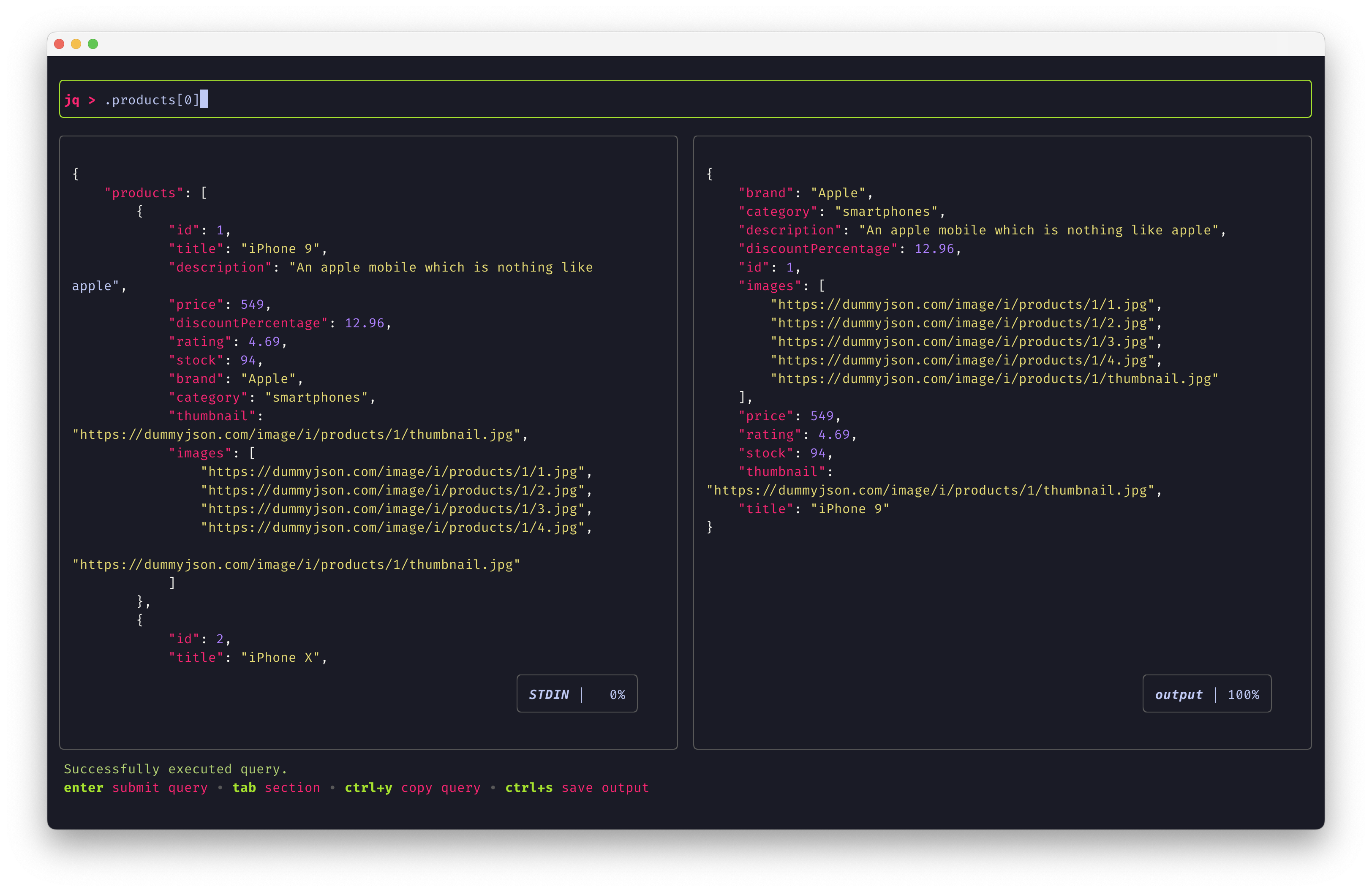 jqp with the monokai theme