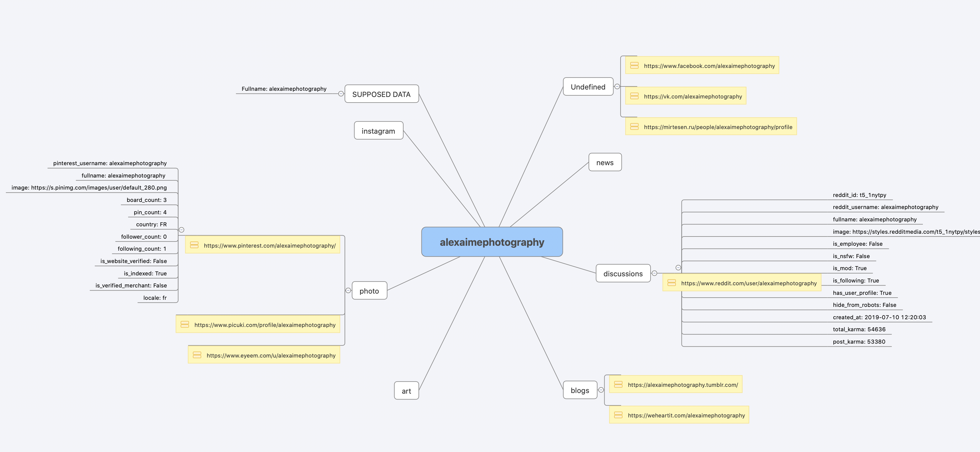 Maigret XMind 8 report screenshot